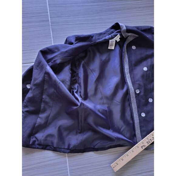 Coldwater Creek Linen Blend Navy Blue Polka Dot Womens Open Blazer Jacket P6 - Picture 7 of 7